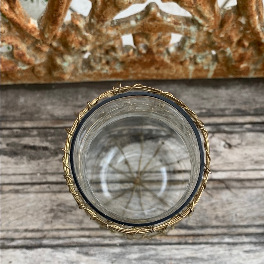 Vintage Glass Vase with Gold Wire Netting - Picture 2 of 8